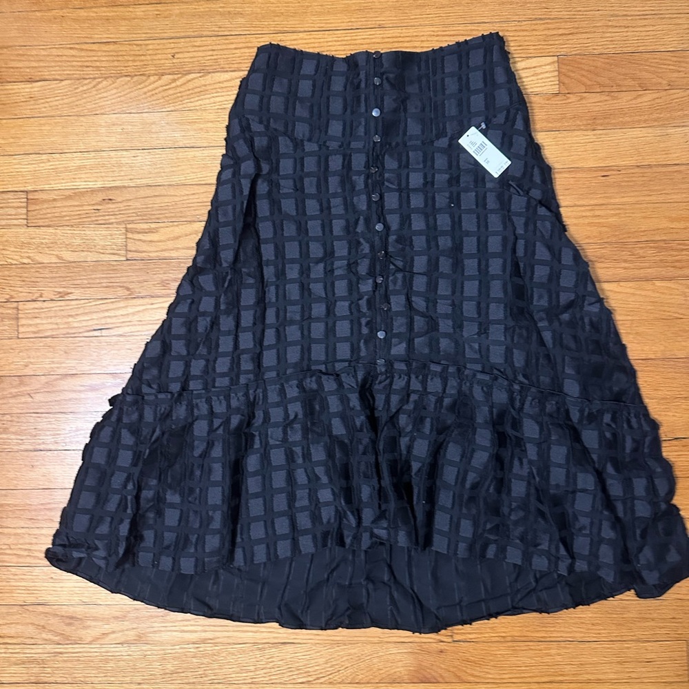 Anthropologie Maeve Black Checkered High-Low Skirt